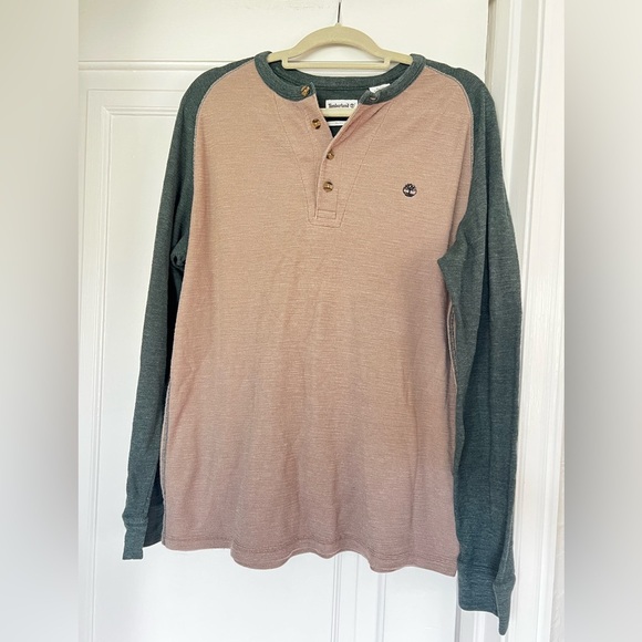 Timberland Men’s Green Tan Henley Slim Fit Waffle Knit Thermal Shirt Size Medium - Picture 9 of 9